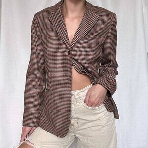 Vintage houndstooth wool blazer